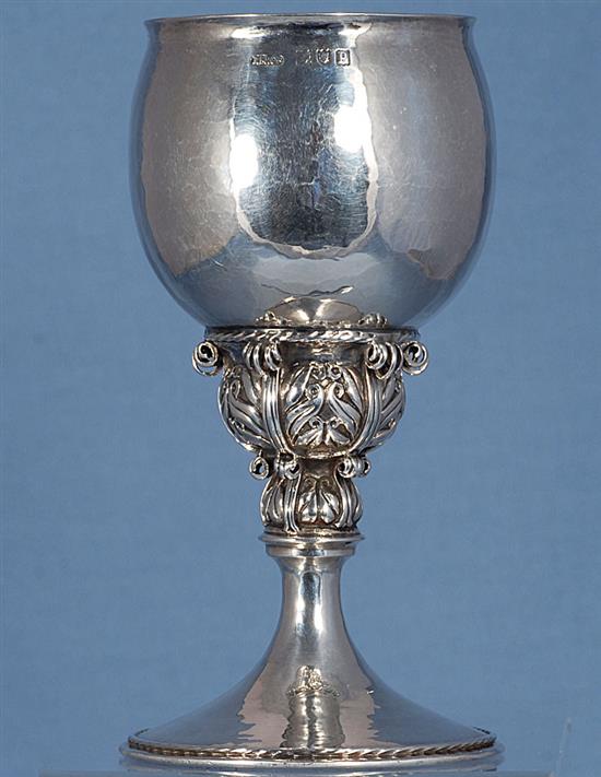 A good George V Arts & Crafts planished silver goblet, Height 5 ¾”/146mm Weight 5.7oz/162grms
